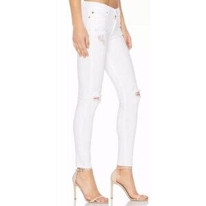 7 For All Mankind White Paxton Skinny Destroyed Women’s Jeans Size 28 NWT